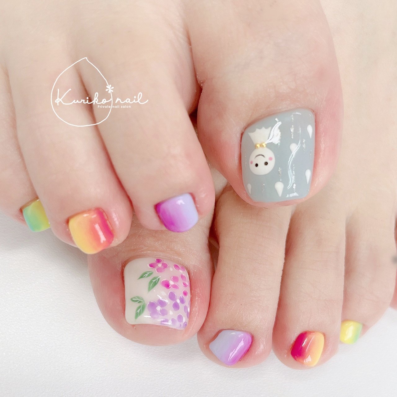 梅雨 フット グラデーション ワンカラー フラワー Kuriko Nailのネイルデザイン No ネイルブック