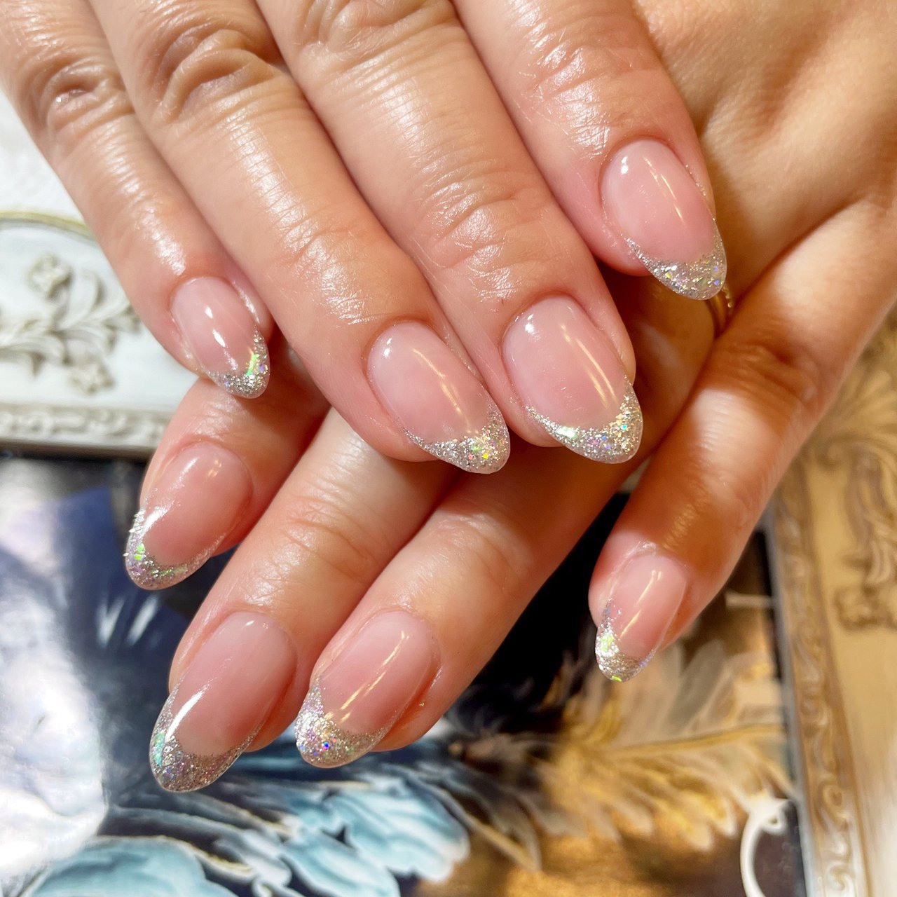 ハンド シンプル フレンチ ラメ ベージュ M A Rのネイルデザイン No ネイルブック