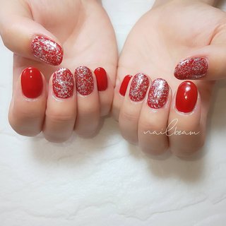 冬 レッド シルバーのネイルデザイン ネイルブック