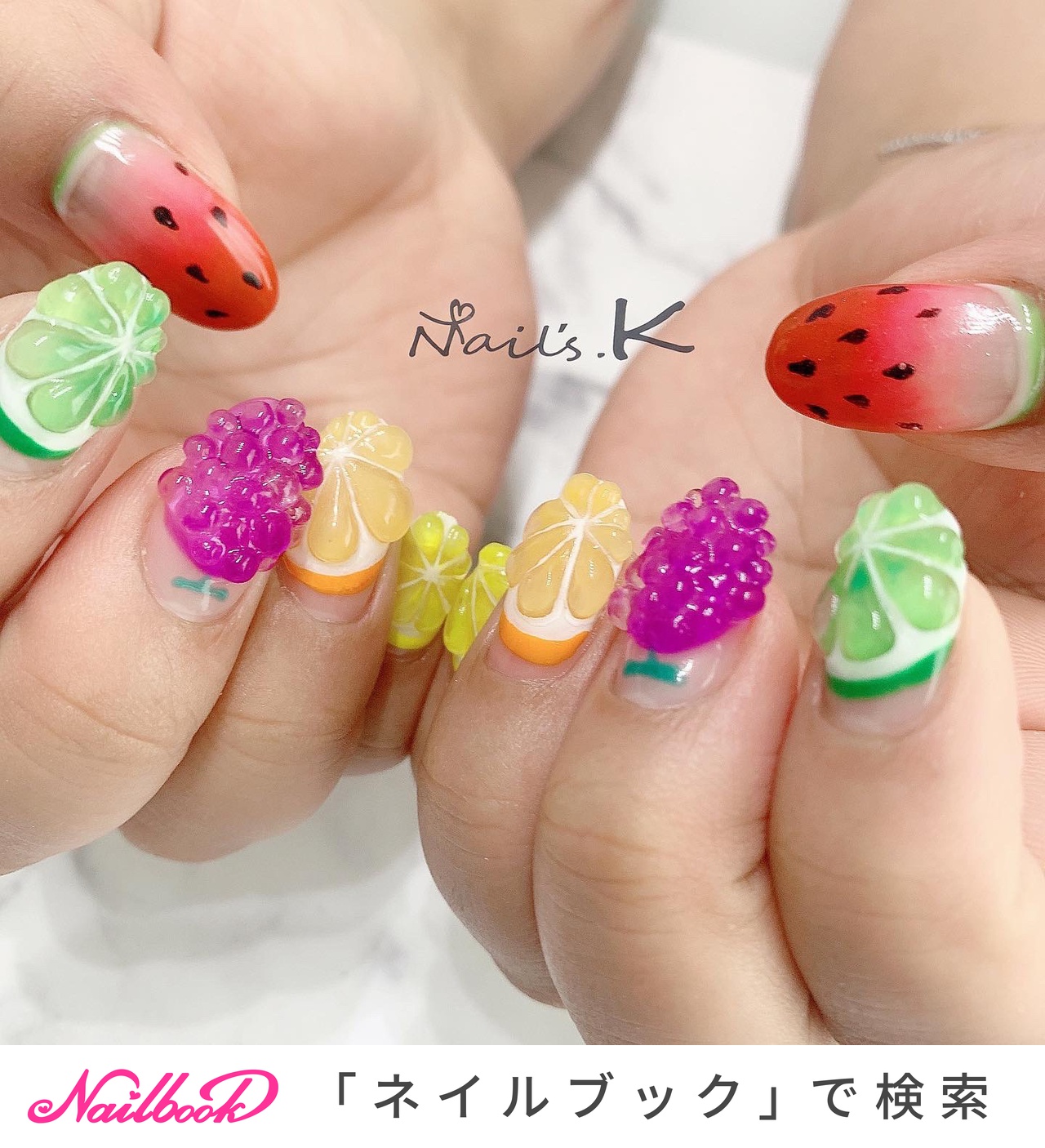 🍎 りんごネイル♡ 3Dのパーツは事前に作成するので予約時に
