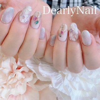 マーブル ピンク グレーのネイルデザイン ネイルブック