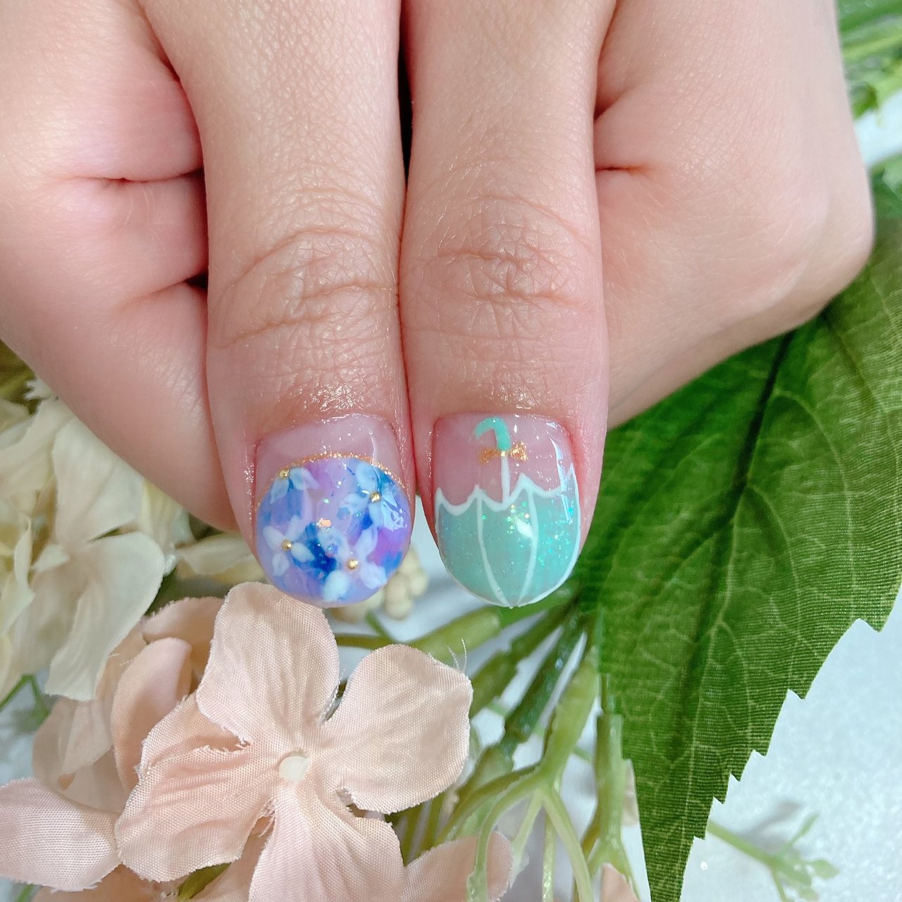 夏 梅雨 デート ハンド 変形フレンチ Coloris クロリのネイルデザイン No ネイルブック