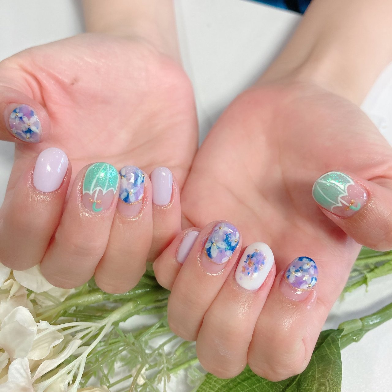 夏 梅雨 デート ハンド 変形フレンチ Coloris クロリのネイルデザイン No ネイルブック