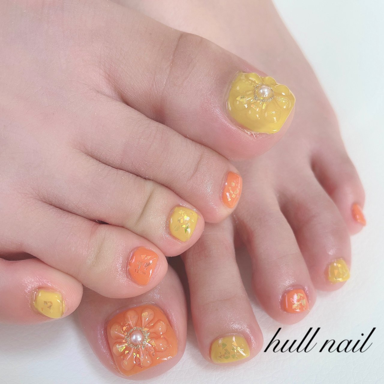 春/夏/フット/フラワー/オーロラ - hull nailのネイルデザイン[No