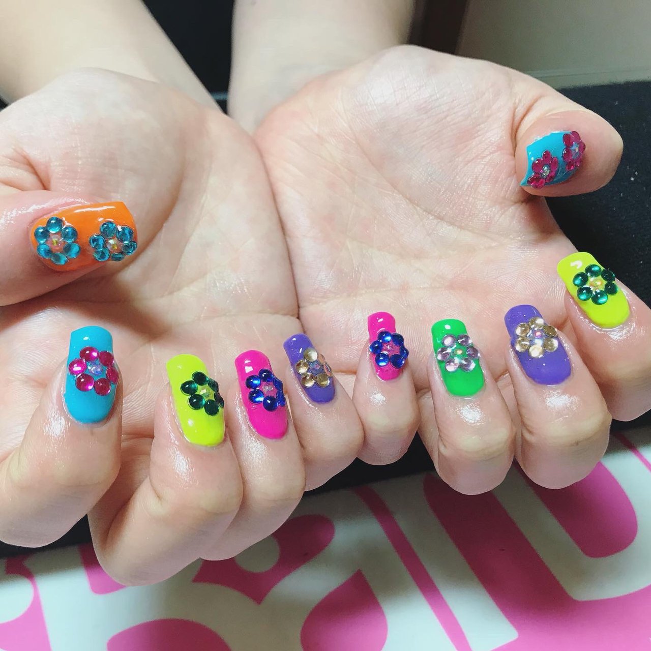 オールシーズン ハンド フラワー ロング カラフル A Nailのネイルデザイン No ネイルブック