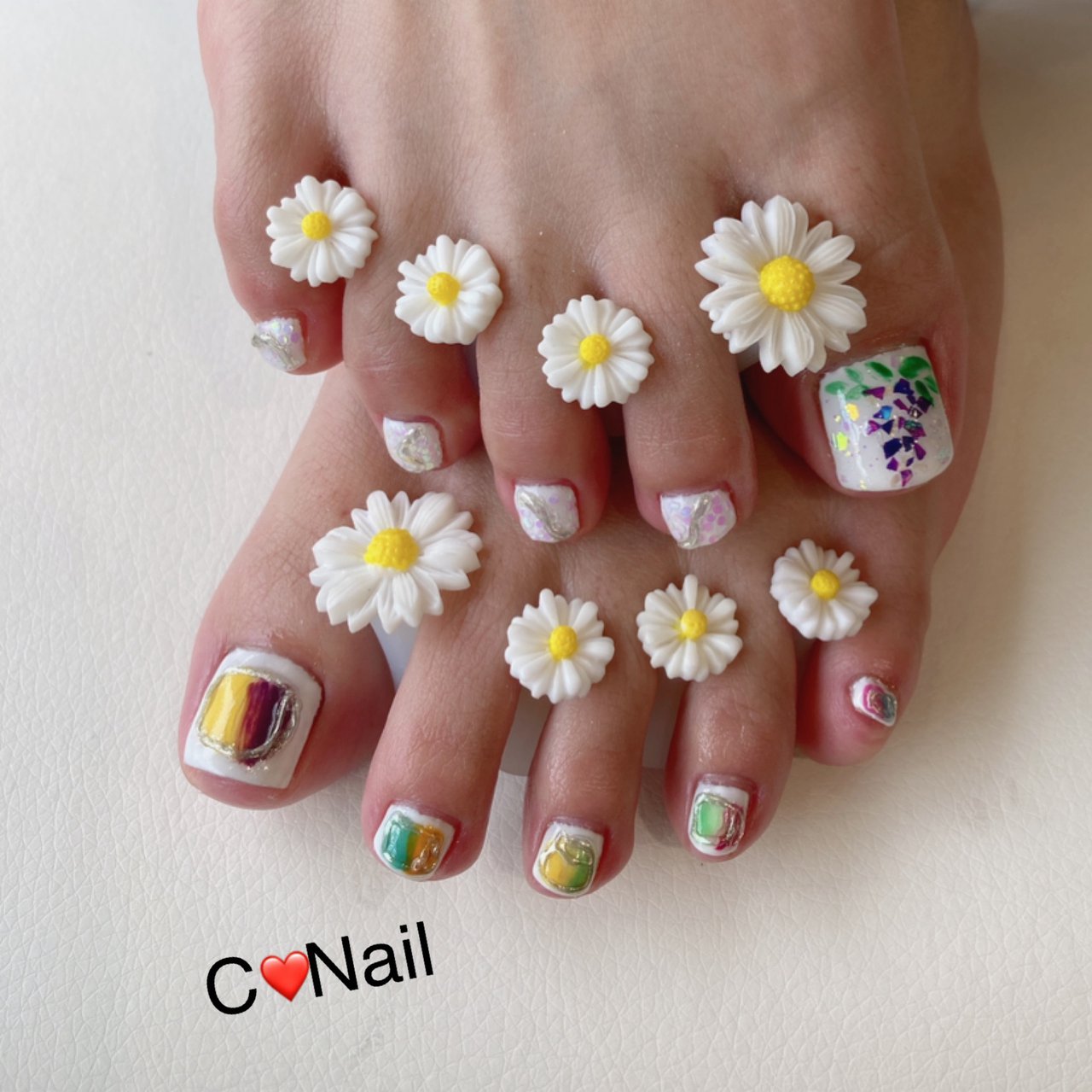 夏 フット ワンカラー フラワー ニュアンス さいたま市日進町ネイルサロンc Nail梶原稚恵のネイルデザイン No ネイル ブック