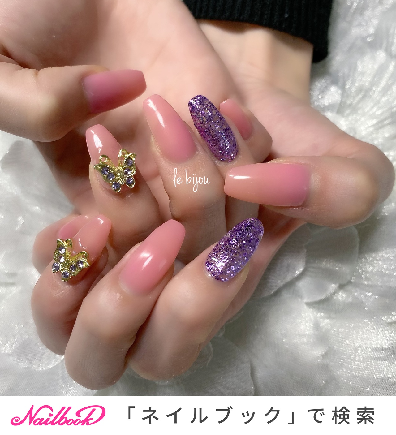 おすすめ順 パープルパープルラメのネイルデザイン ネイルブック