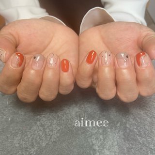 朱色のネイルデザイン ネイルブック