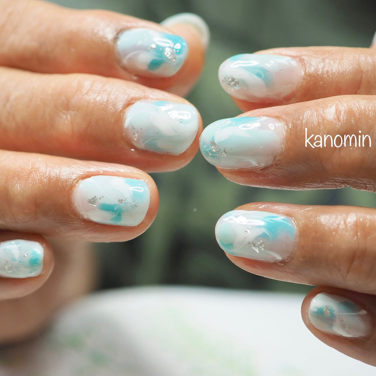 夏 ハンド ニュアンス マーブル ミラー Kanominのネイルデザイン No ネイルブック