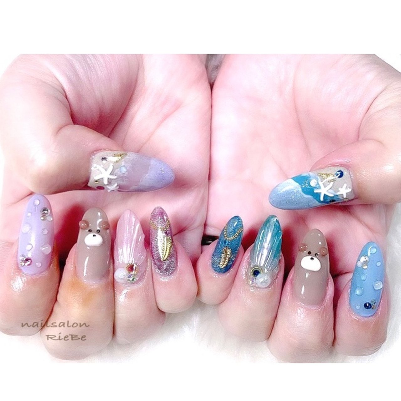 夏 海 リゾート 浴衣 ハンド Nail Salon Riebe リーヴェ のネイルデザイン No ネイルブック