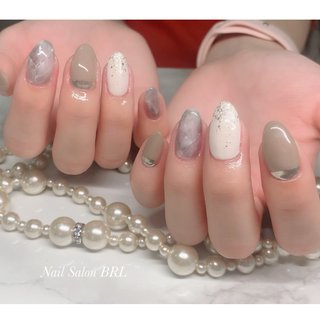 グレー大理石ネイルのネイルデザイン ネイルブック