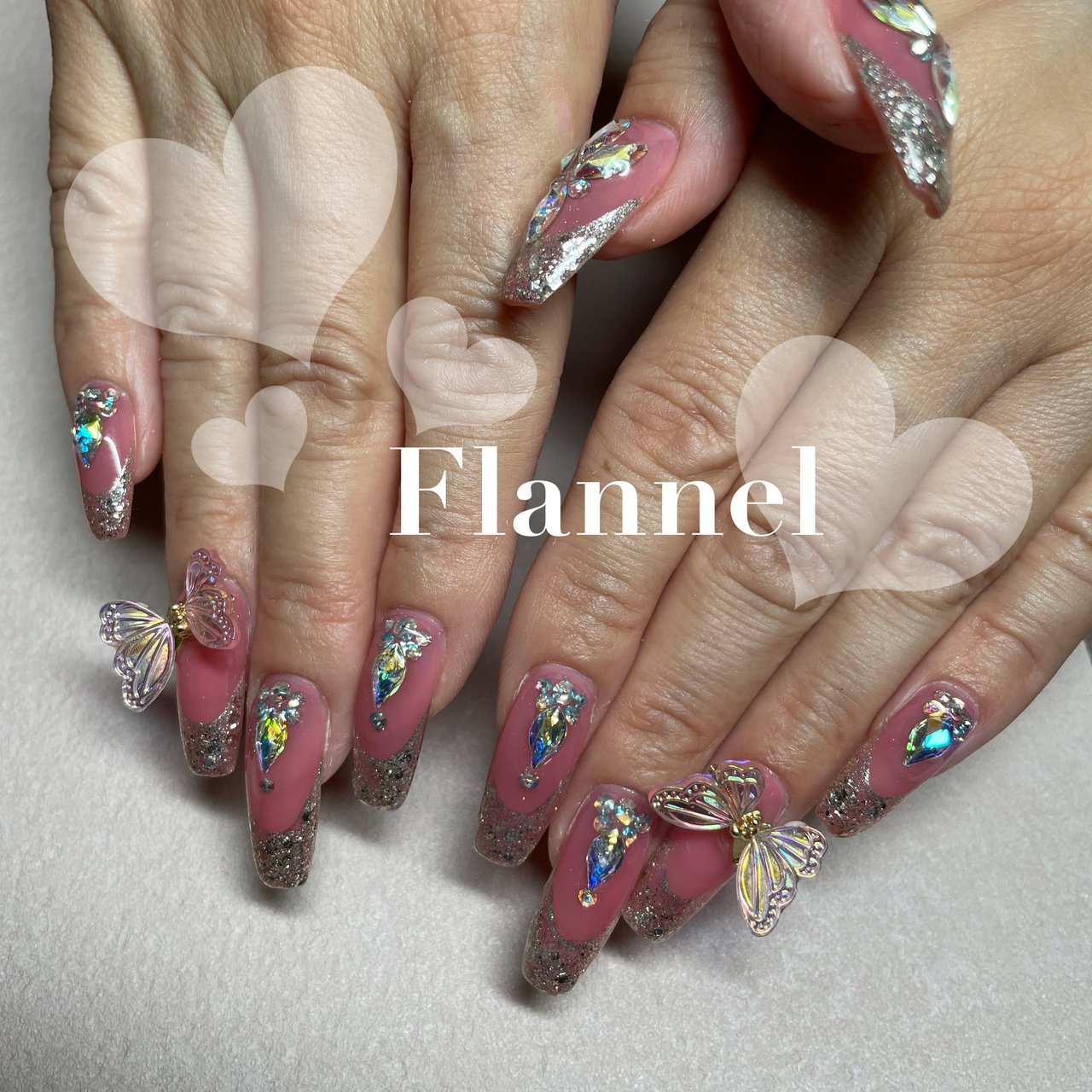 夏 フレンチ ラメ ビジュー ロング Yoko28のネイルデザイン No ネイルブック