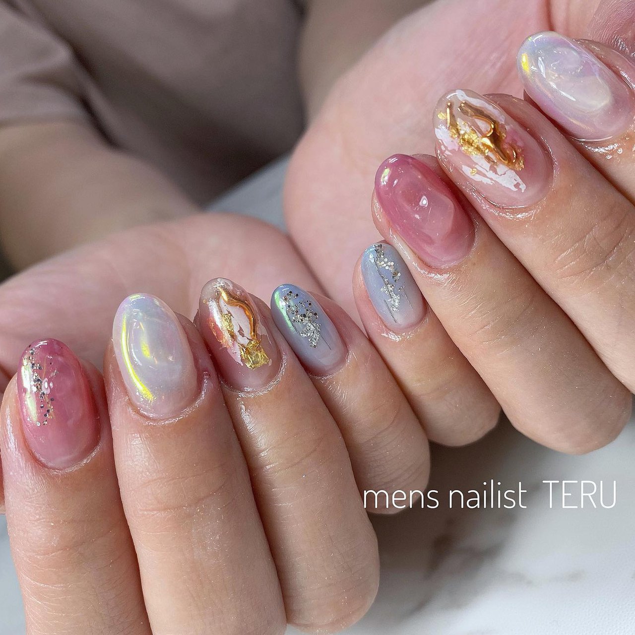 夏 ハンド ピンク 水色 大阪北堀江nail Salon Eternalメンズネイリストteruのネイルデザイン No ネイル ブック