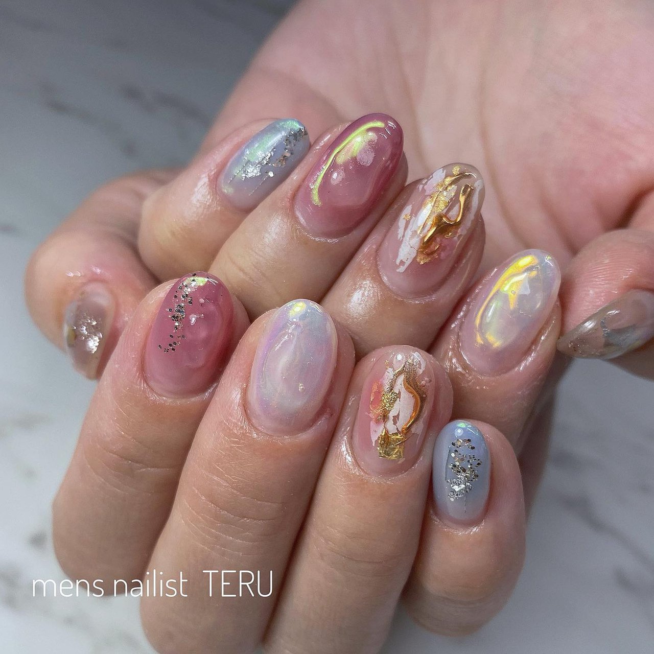 夏 ハンド ピンク 水色 大阪北堀江nail Salon Eternalメンズネイリストteruのネイルデザイン No ネイル ブック