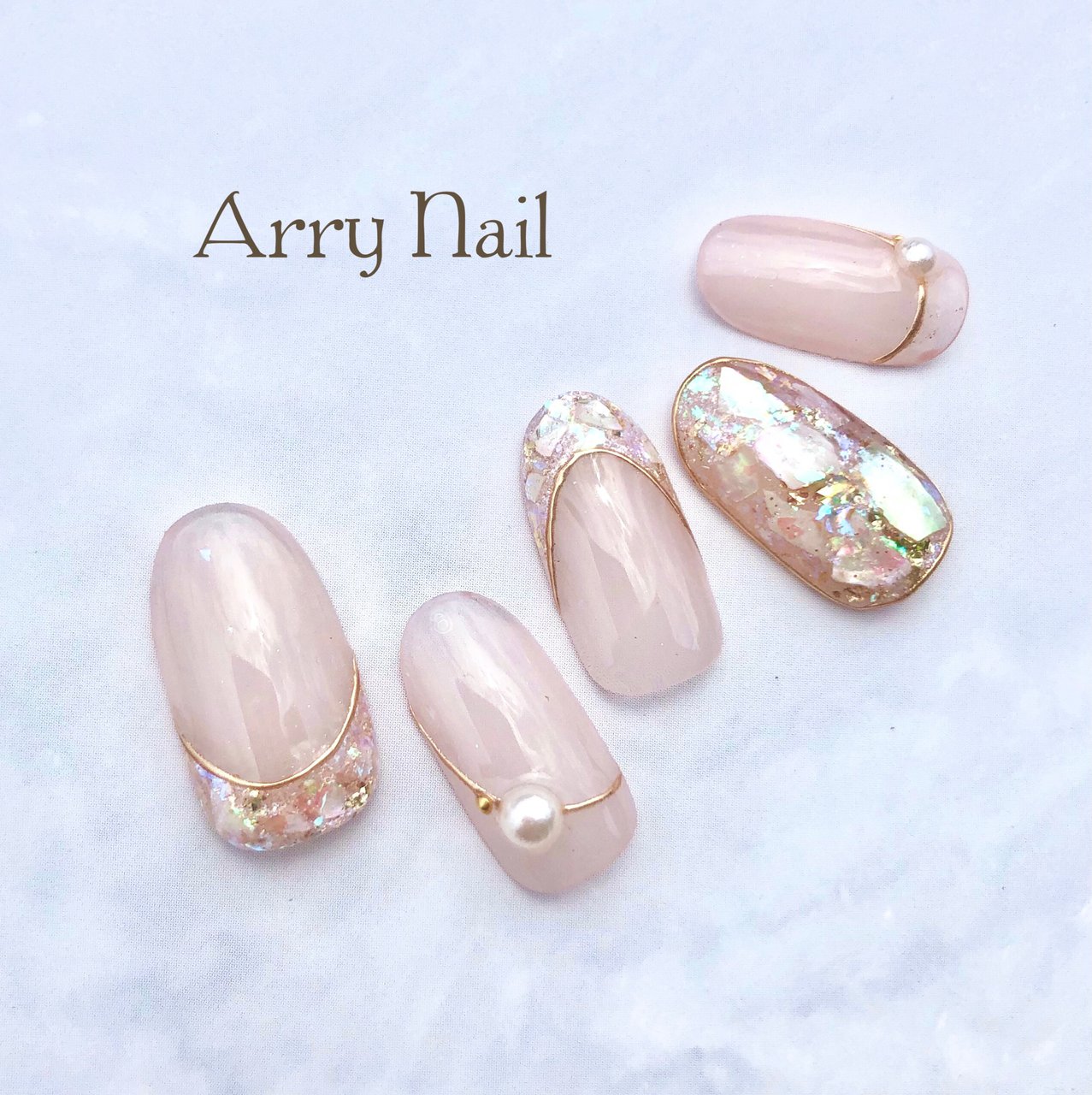 夏 ハンド フレンチ ラメ シェル Arry Nail アリーネイルのネイルデザイン No ネイルブック