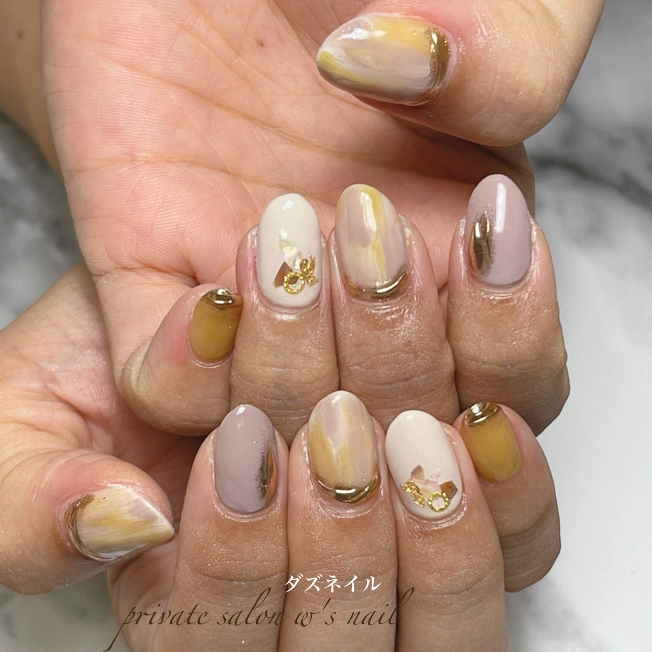 オールシーズン ハンド ニュアンス ミラー ミディアム W S Nailダズネイルのネイルデザイン No ネイルブック