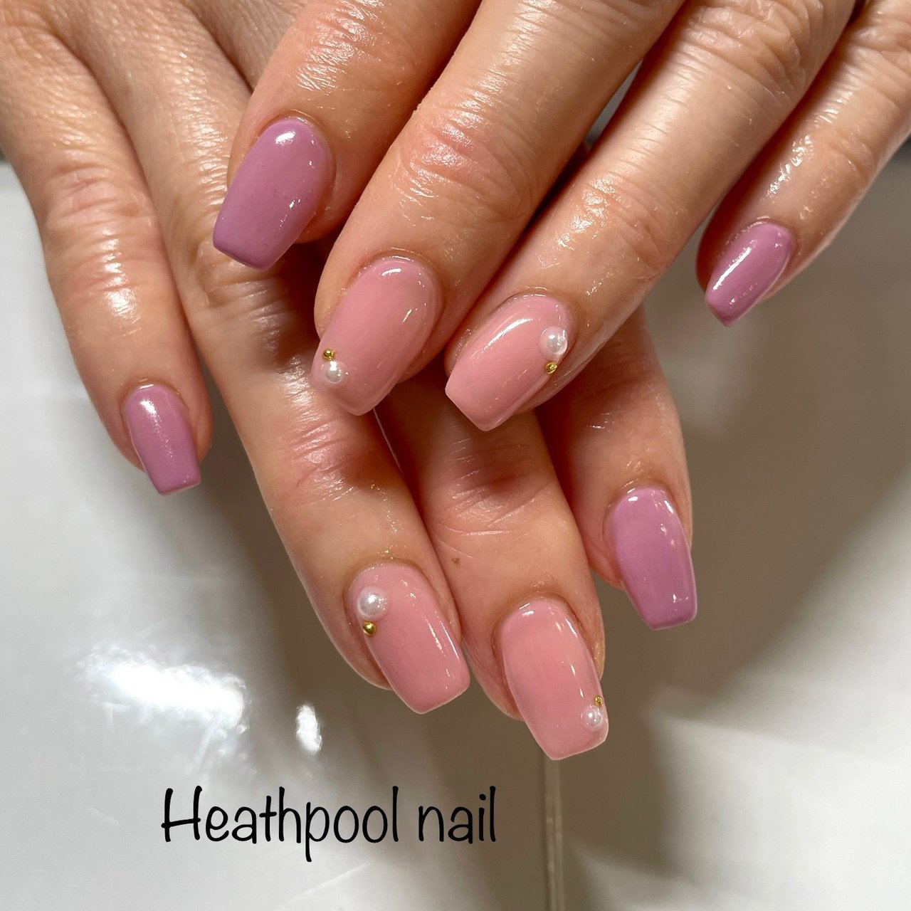 ハンド シンプル パール ピンク ジェルネイル Heathpoolnailのネイルデザイン No ネイルブック