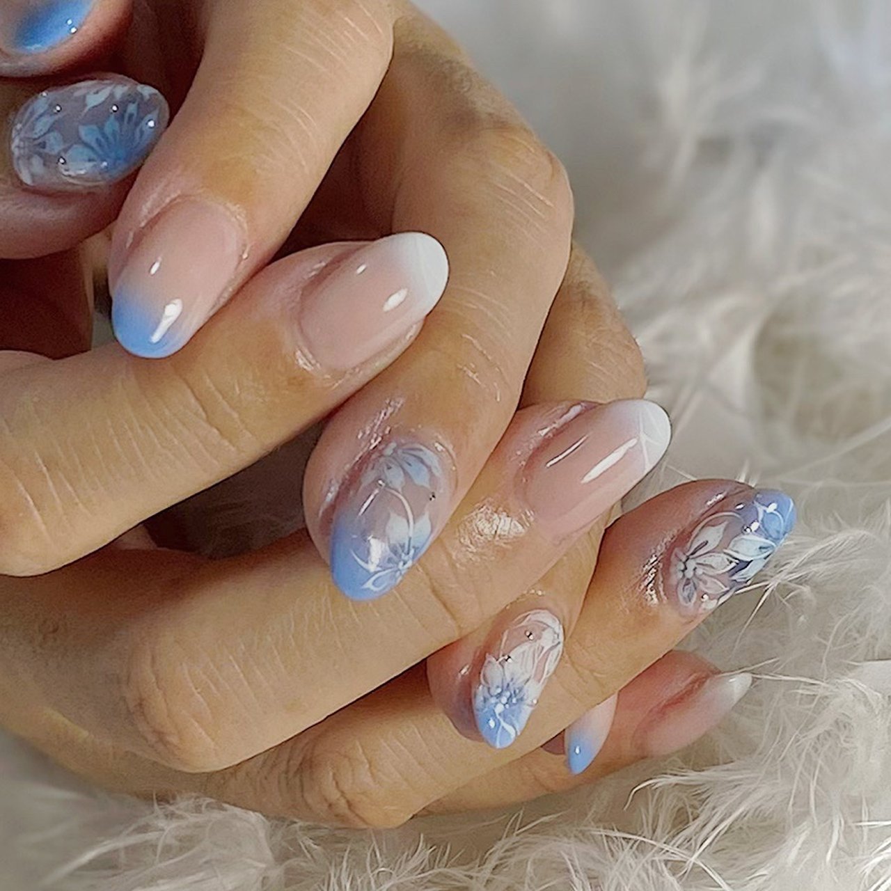 夏 ハンド グラデーション フラワー ショート Zero Mam Nailのネイルデザイン No ネイルブック