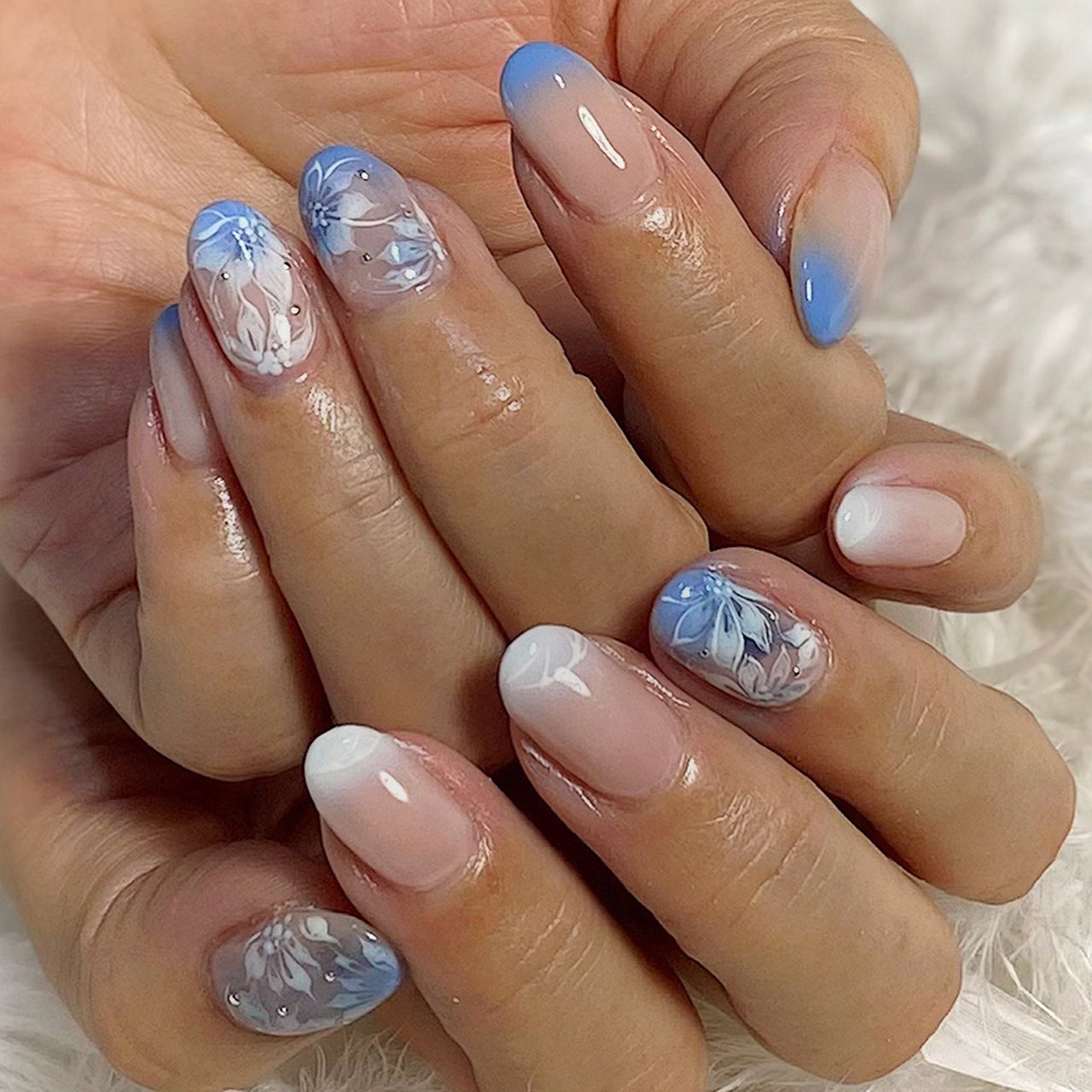 夏 ハンド グラデーション フラワー ショート Zero Mam Nailのネイルデザイン No ネイルブック