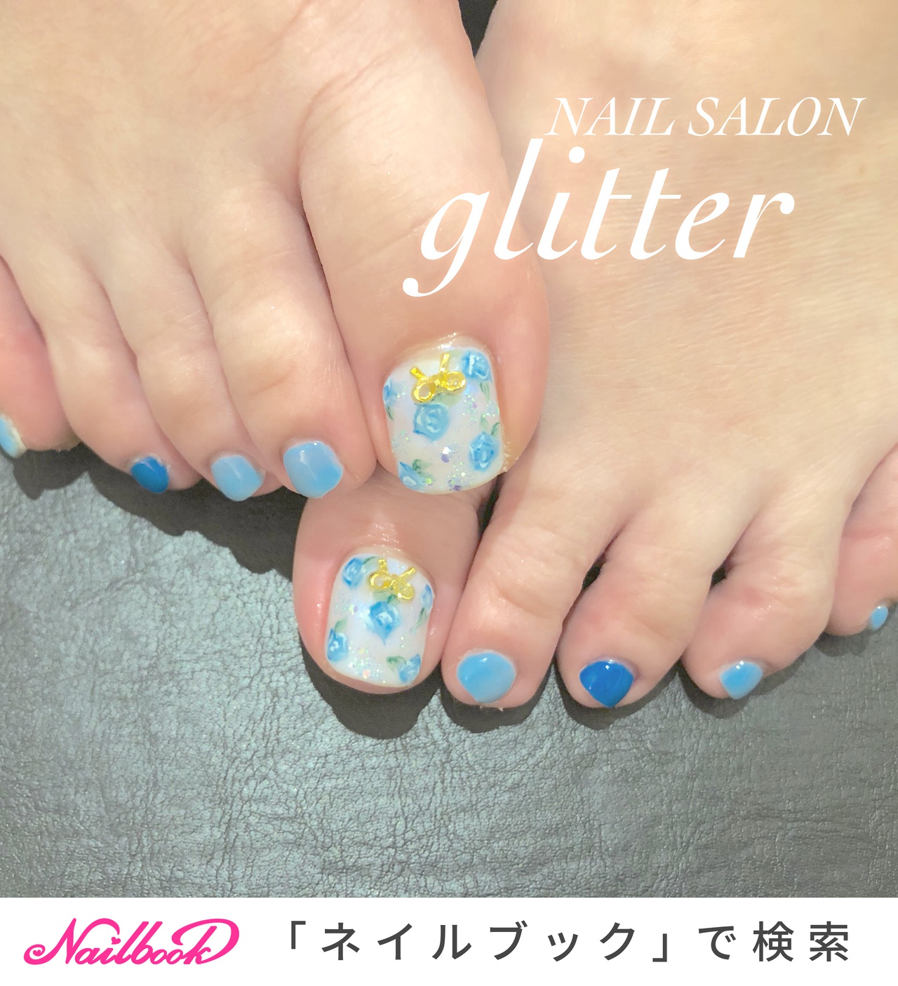 水色 ブルー 薔薇のネイルデザイン ネイルブック