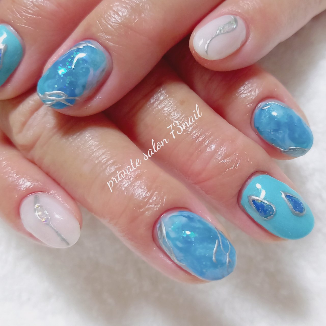 春 夏 梅雨 海 シンプル 73nailのネイルデザイン No ネイルブック