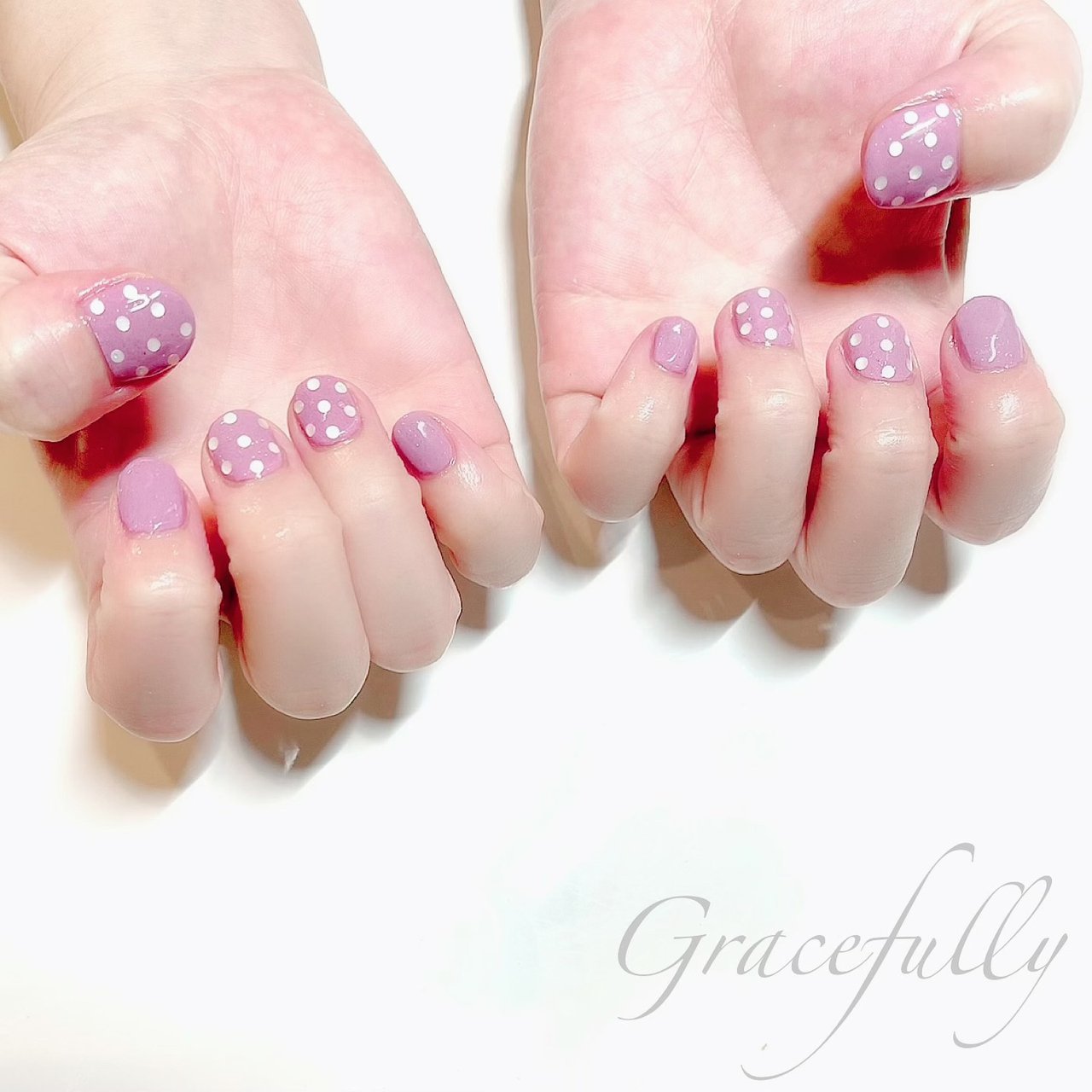 オールシーズン ハンド ドット パープル パステル Gracefully ネイルサロン 都立大学のネイルデザイン No ネイル ブック
