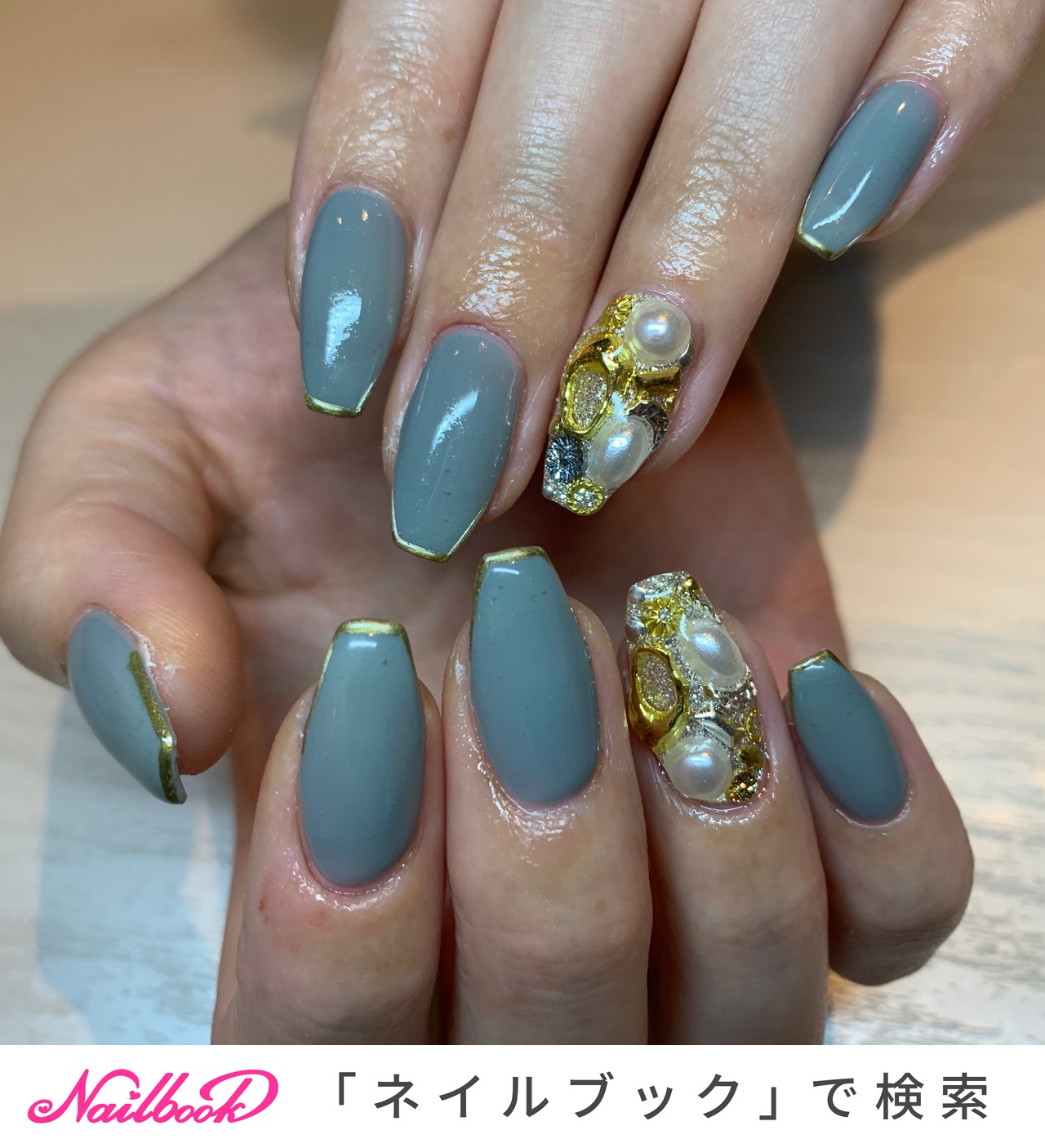 グリーン 緑 埋め尽くしのネイルデザイン ネイルブック