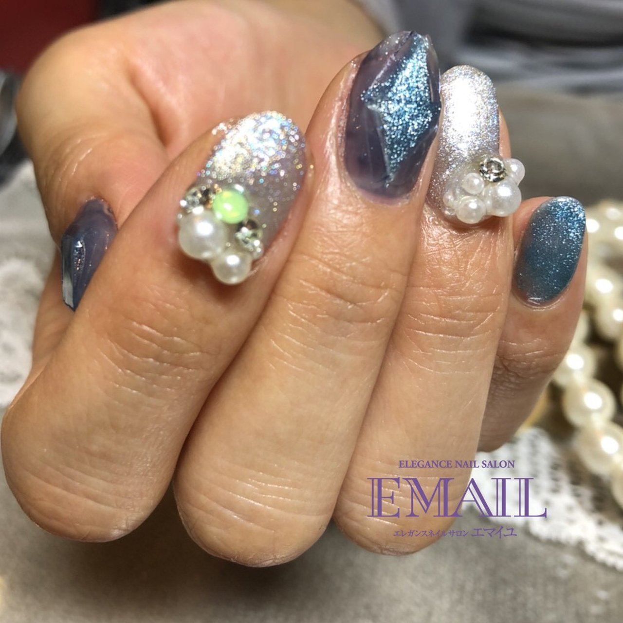夏 ハンド ブルー ジェルネイル お客様 Email5166のネイルデザイン No ネイルブック