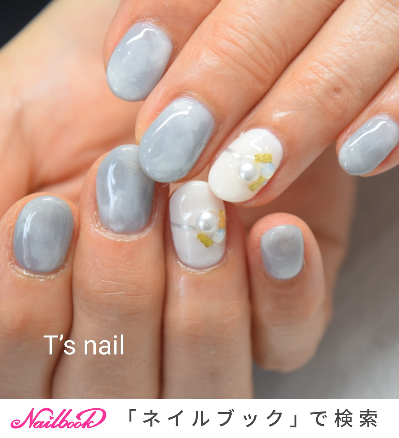 ハンド ワンカラー タイダイ ホワイト グレー Tsnailのネイルデザイン No ネイルブック