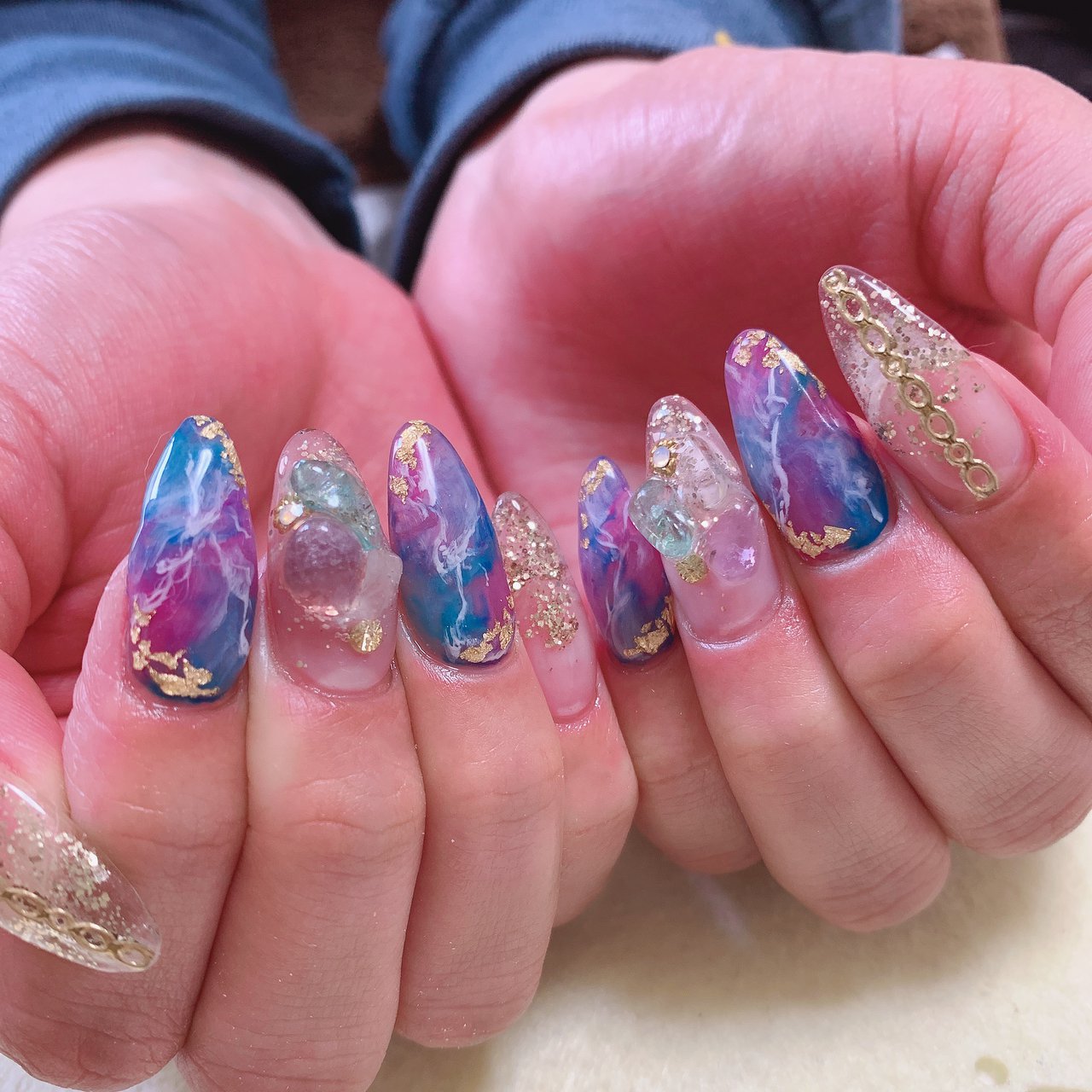 オールシーズン ハンド タイダイ ロング クリア Nailsalon Neonのネイルデザイン No ネイルブック