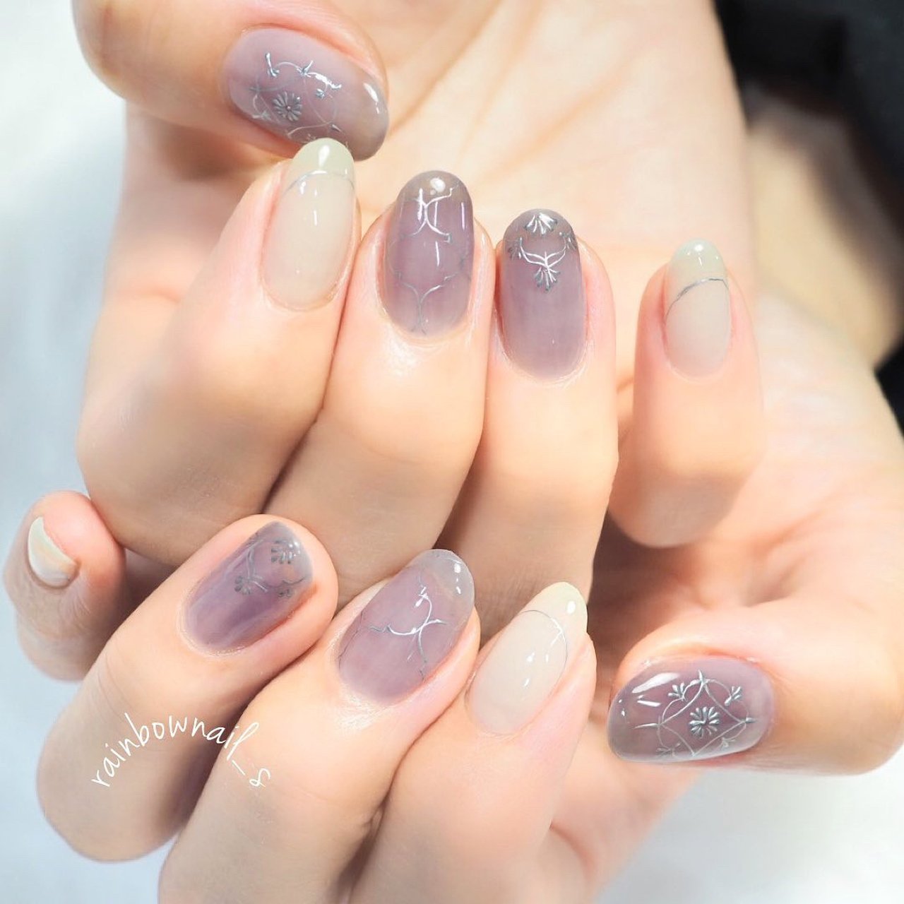 ベージュ ピンク パープル Rainbownailsのネイルデザイン No ネイルブック