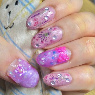 ピンク パープル マニキュアのネイルデザイン ネイルブック