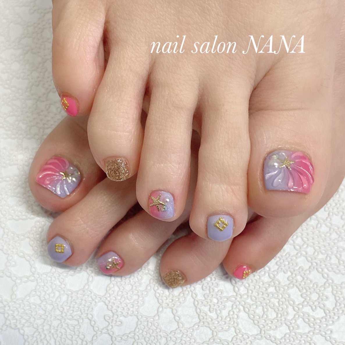 春 夏 フット グラデーション ラメ Nail Salon Nanaのネイルデザイン No ネイルブック