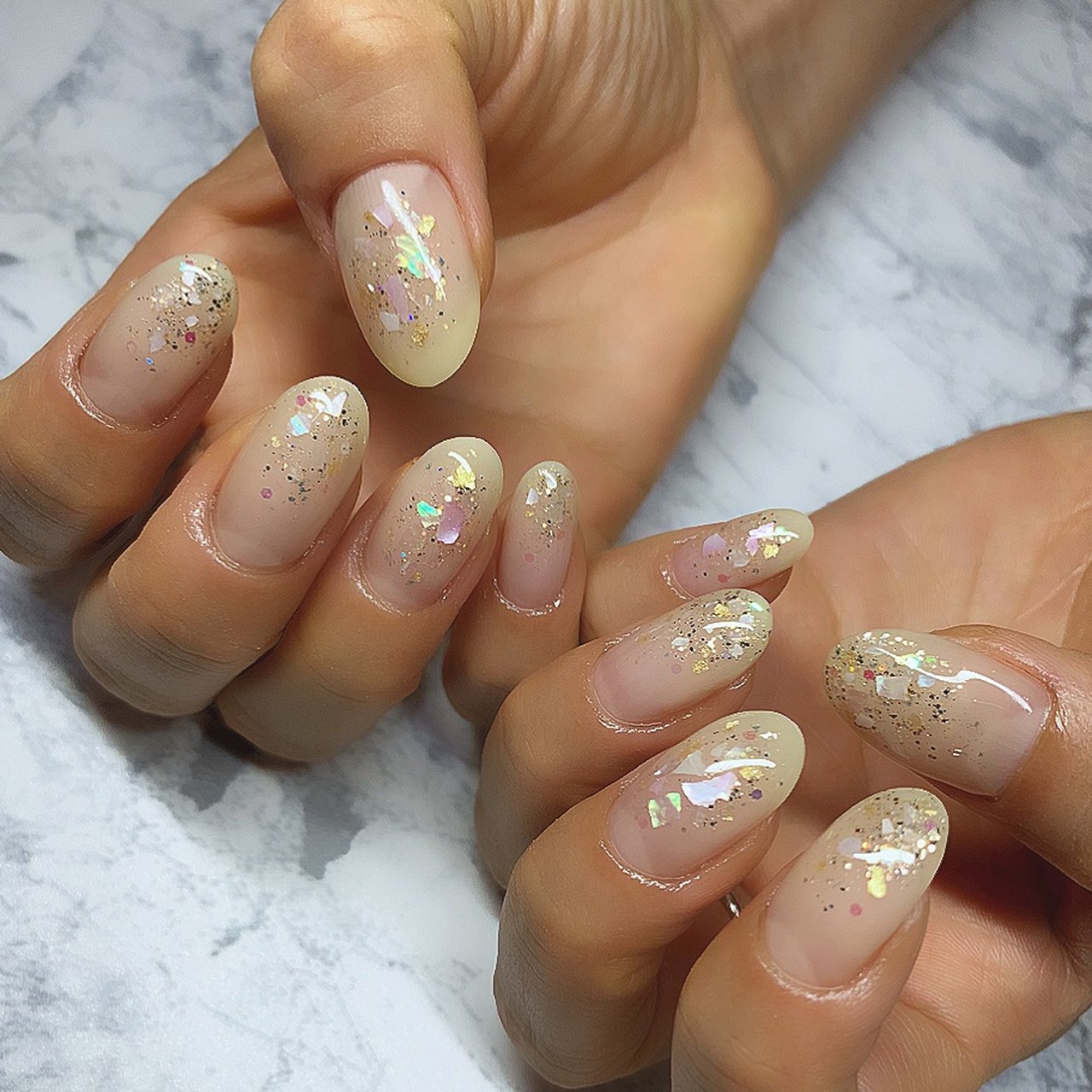 夏 ハンド グラデーション ラメ シェル Misato Kのネイルデザイン No ネイルブック