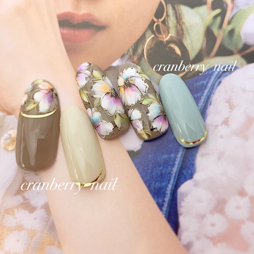 オールシーズン ハンド ワンカラー フラワー ミディアム 所沢ネイルサロン Cranberry Nailのネイルデザイン No ネイルブック