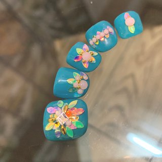 冬 フット ターコイズのネイルデザイン ネイルブック