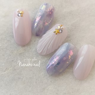 ★sale★②アースカラー*オーロラネイル*人魚bird_nail