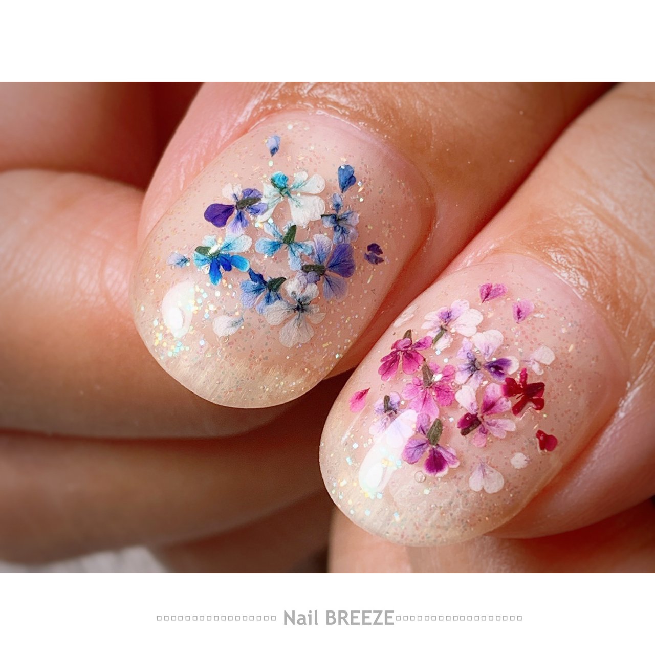 夏 梅雨 ハンド 押し花 ブルー Nail Breezeのネイルデザイン No ネイルブック