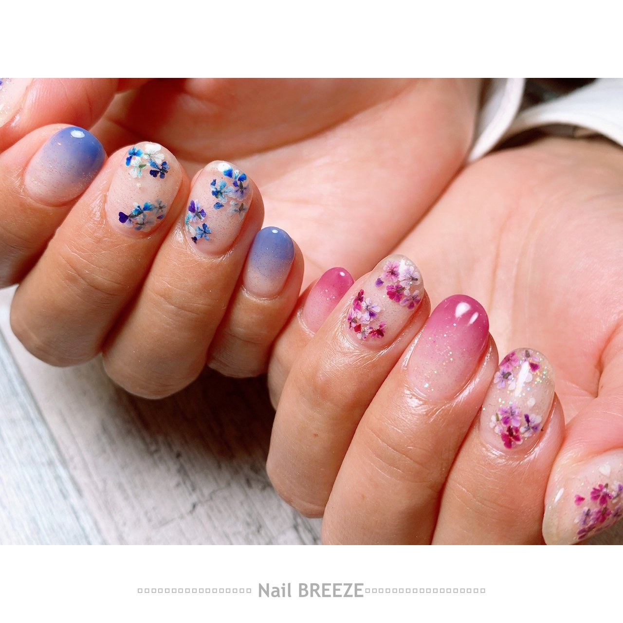 夏 梅雨 ハンド 押し花 ブルー Nail Breezeのネイルデザイン No ネイルブック