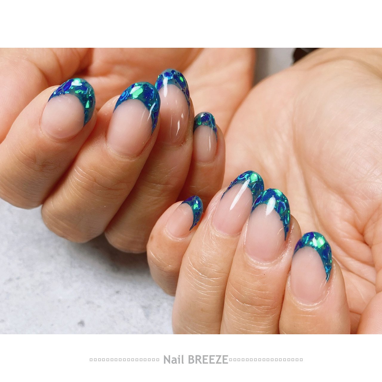 夏 オールシーズン ハンド フレンチ ブルー Nail Breezeのネイルデザイン No ネイルブック