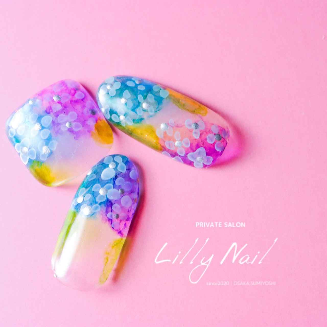 梅雨 フット 変形フレンチ フラワー たらしこみ 住吉区ネイルサロン Lillynail リリーネイル にしもりさきのネイル デザイン No ネイルブック