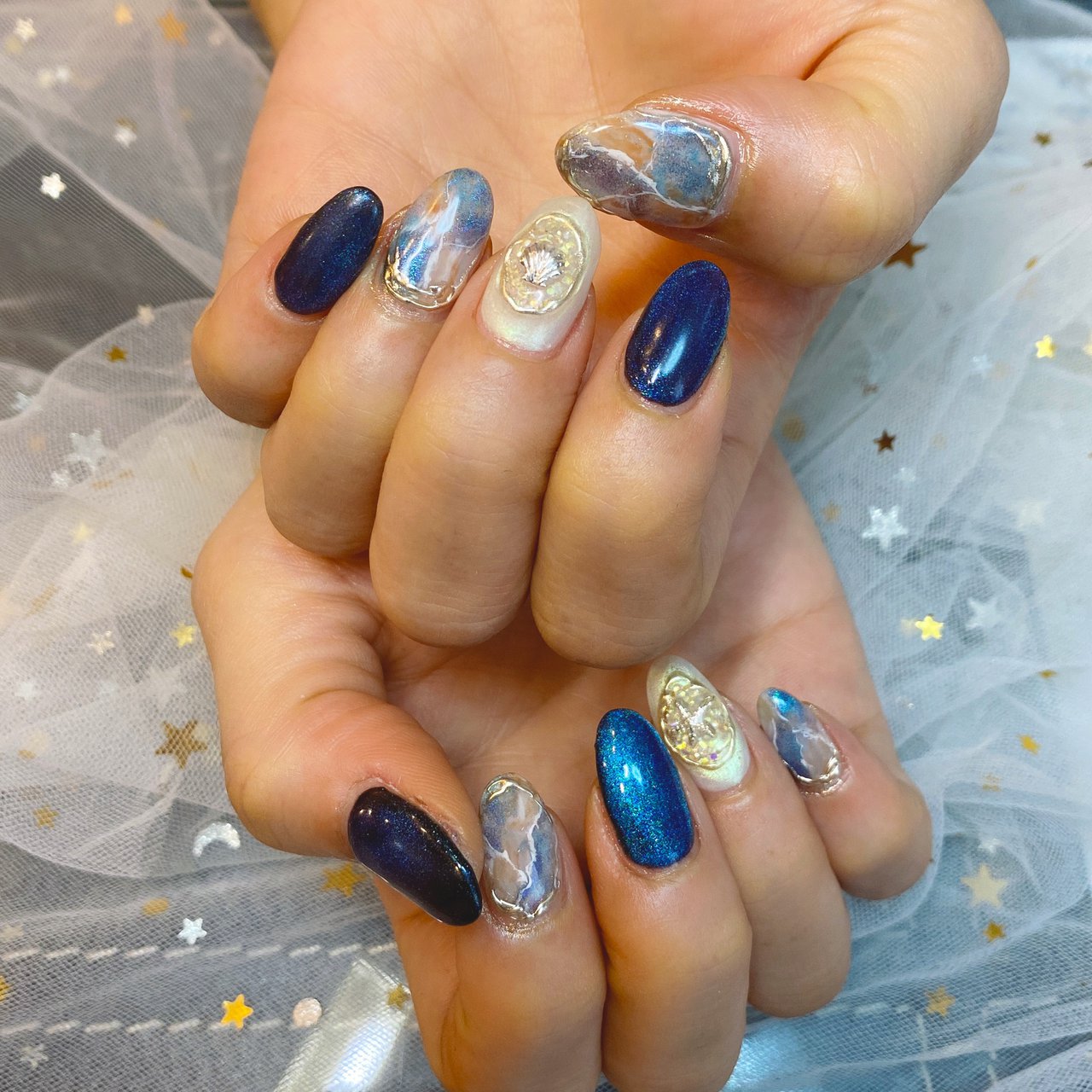 ホワイト ネイビー ゴールド パンダ Nail 川崎のネイルデザイン No ネイルブック