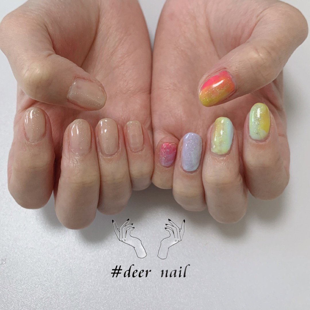 春 夏 女子会 ハンド ニュアンス Deer Nail 与野本町のネイルデザイン No ネイルブック