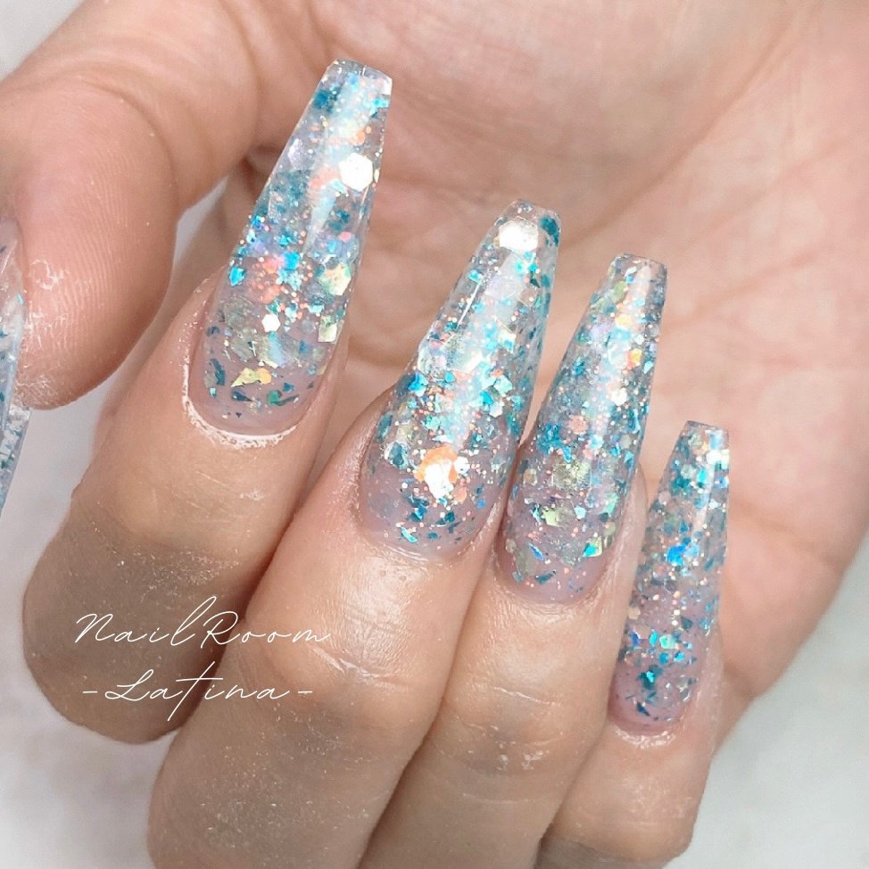 ロング 水色 スカルプチュア Nail Room Latinaのネイルデザイン No ネイルブック