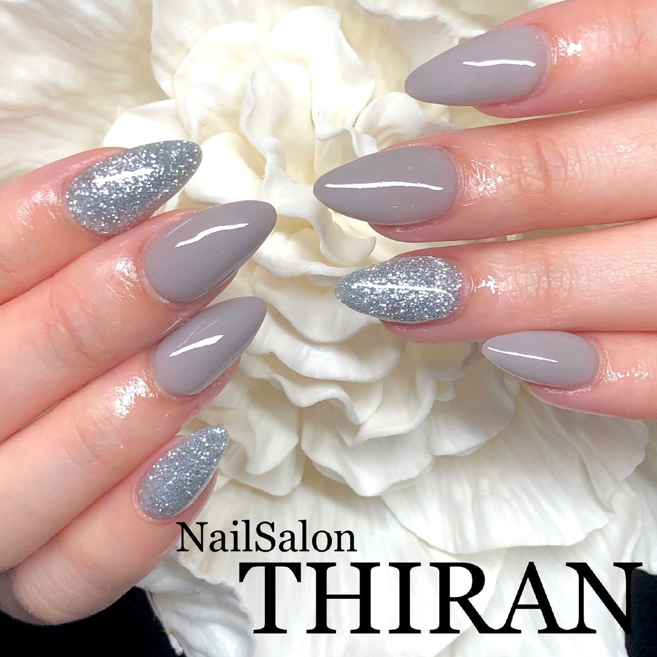 オールシーズン ハンド シンプル ラメ ワンカラー Nailsalon Thiranのネイルデザイン No ネイルブック