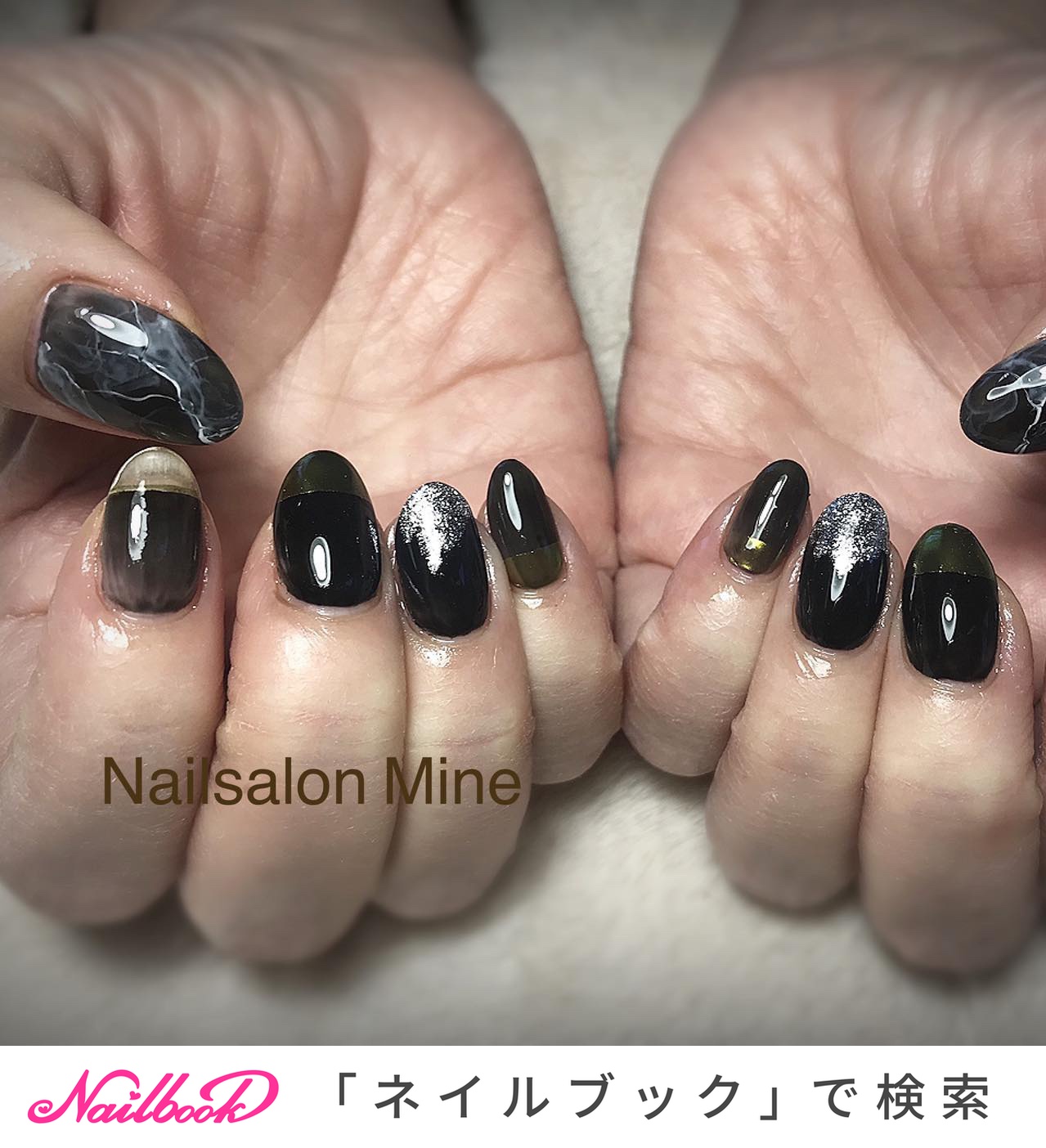 黒大理石ネイルのネイルデザイン ネイルブック