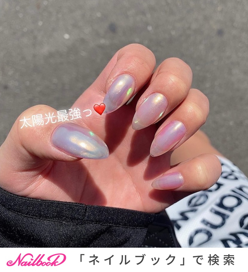 青ミラーネイルのネイルデザイン ネイルブック