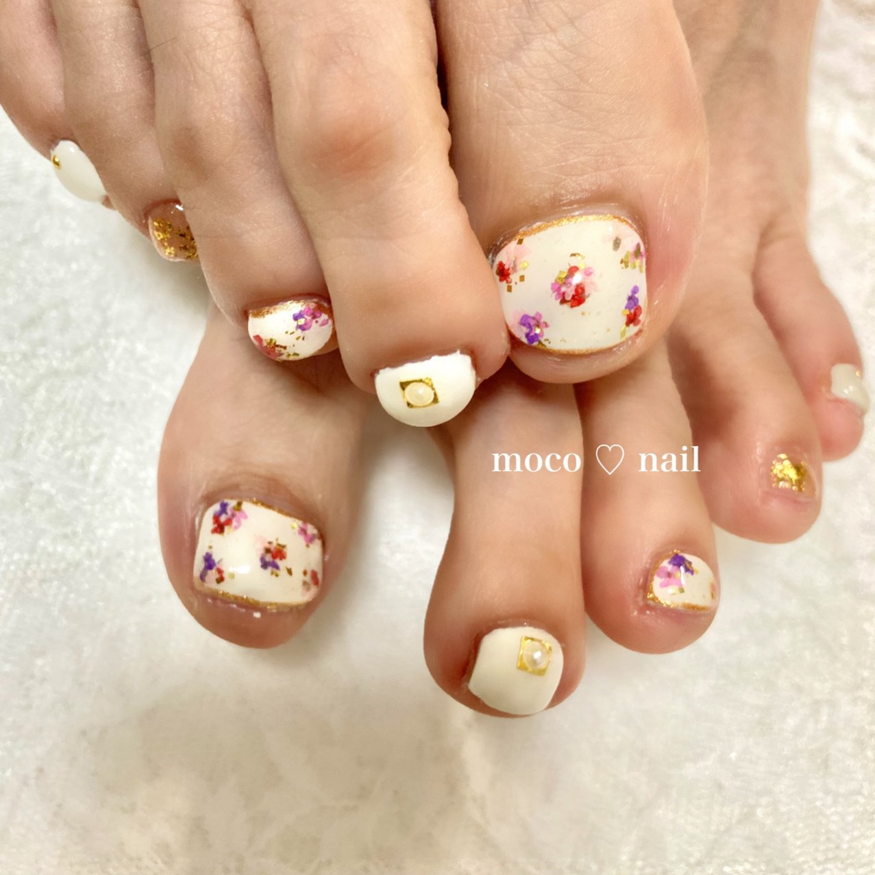 フット フラワー 押し花 Moco Nailのネイルデザイン No ネイルブック