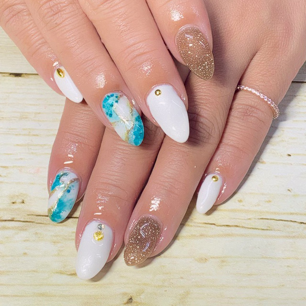 夏 ハンド シンプル ラメ タイダイ 彩爪花のネイルデザイン No ネイルブック