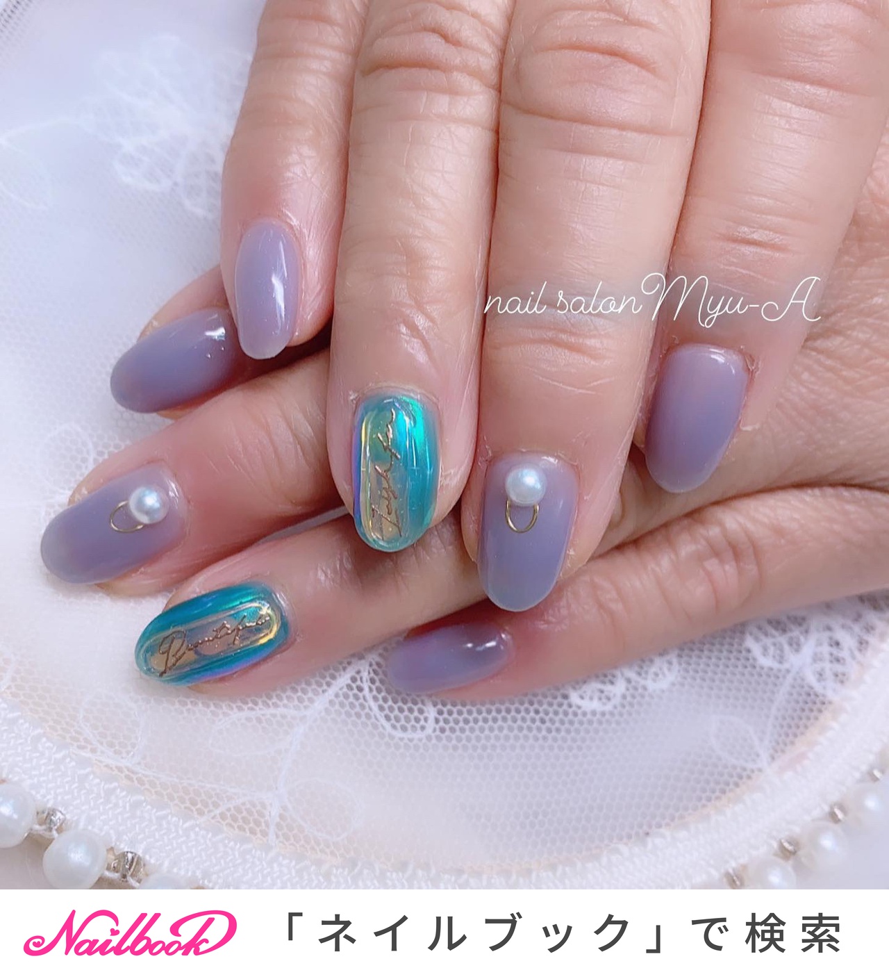 フィルム埋め込みネイルのネイルデザイン ネイルブック